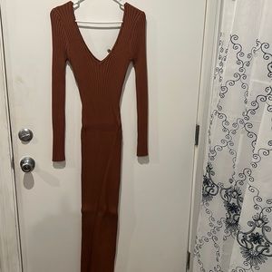 Deep v long body con dress